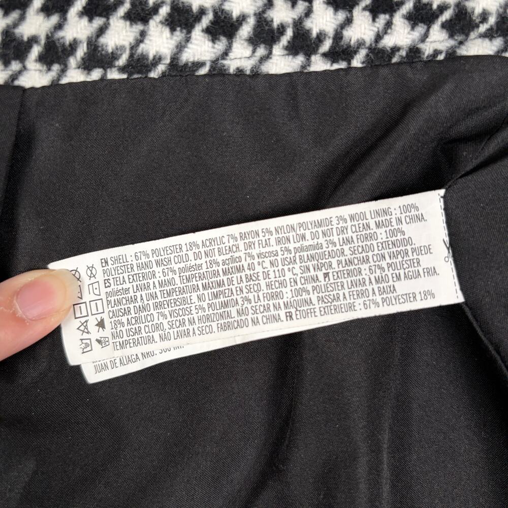 Forever 21 Houndstooth Mini Skirt Women's L Black Button Front Preppy Old Money - Picture 9 of 9